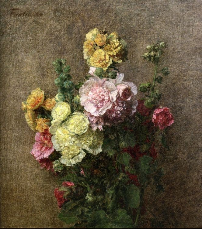 Henri Fantin-Latour Hollyhocks without Vase
